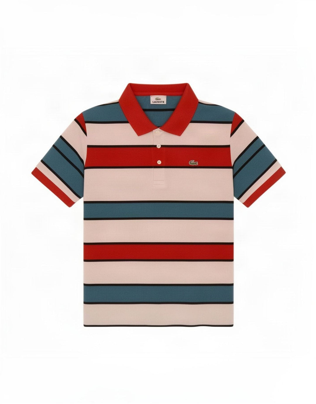 Lacoste Herren-Poloshirt, Größe 4, mittelgroß, mehrfarbig, gestreift, Baumwolle