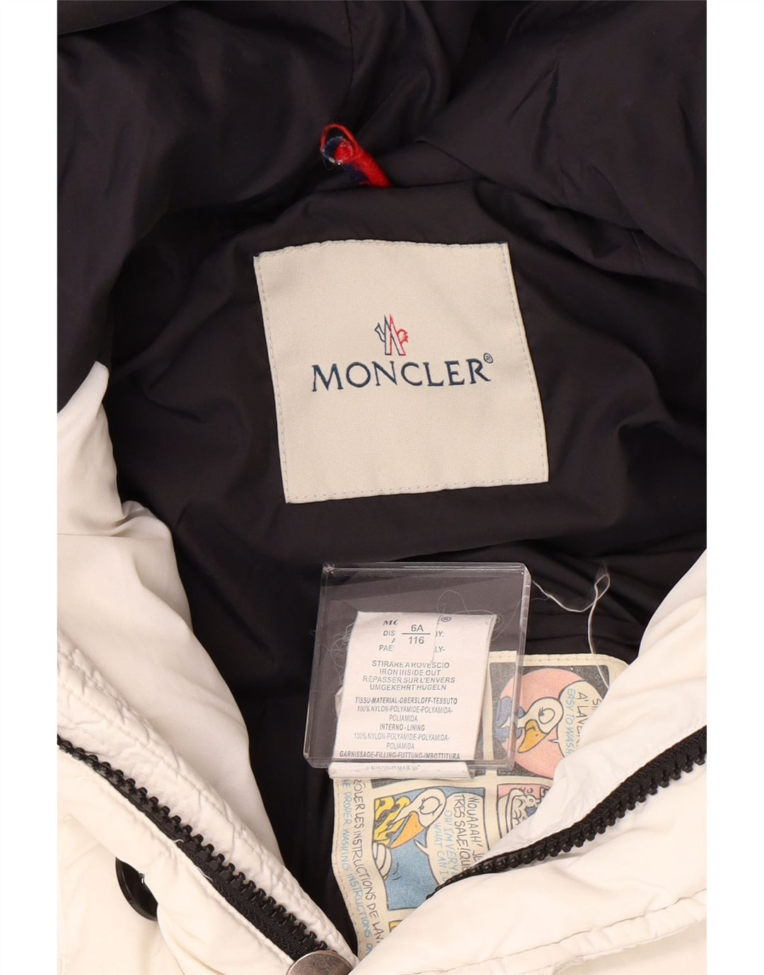 MONCLER Wattierte Jacke mit Kapuze für Mädchen, 5–6 Jahre, weißes Nylon