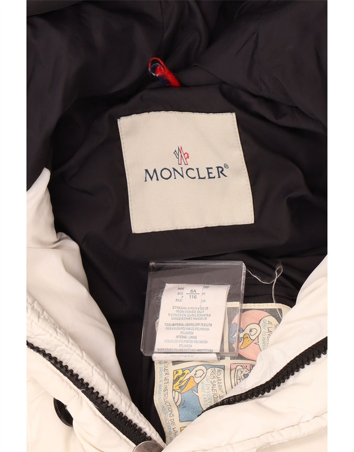 MONCLER Wattierte Jacke mit Kapuze für Mädchen, 5–6 Jahre, weißes Nylon