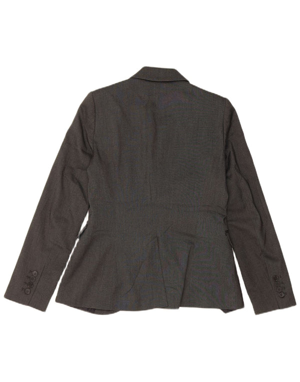 Zara Damen 1-Knopf-Blazerjacke UK 12 Mittelgraues Polyester