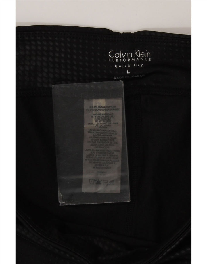 Calvin Klein Damen Performance Capri Leggings UK 14 Large Schwarz Geometrisch