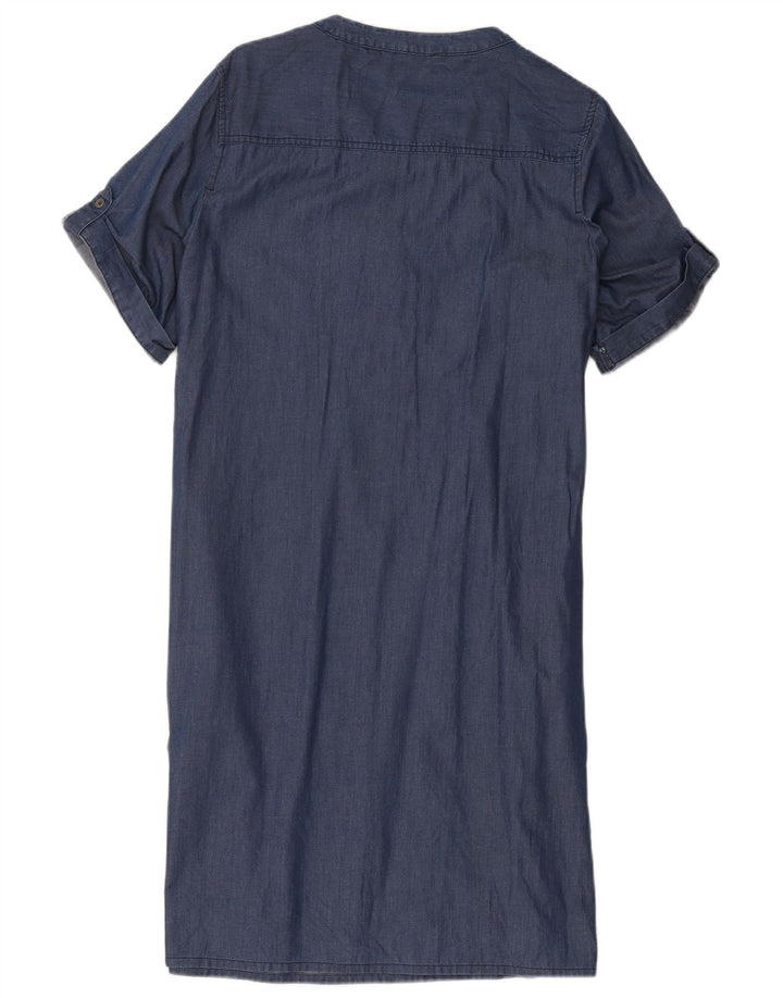 Marks & Spencer Damen Pullover-Hemdkleid UK 16 Large Blaue Baumwolle