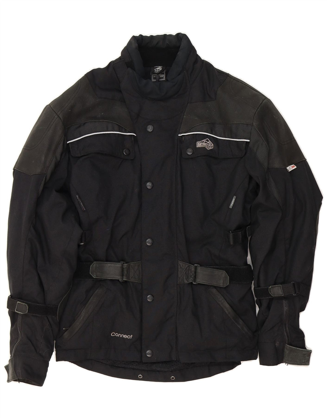 GERMOT Mens Graphic Racer Jacket UK 40 Large Black Polyamide Vintage Germot and Second-Hand Germot from Messina Hembry 