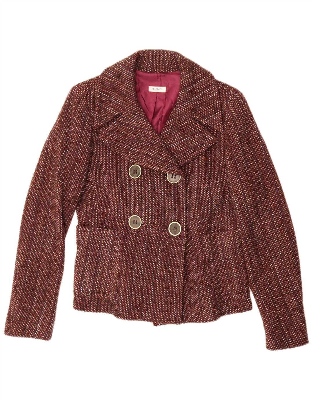 Max & Co. Zweireihiger Damen-Blazer UK 12 Mittelbraun gefleckt