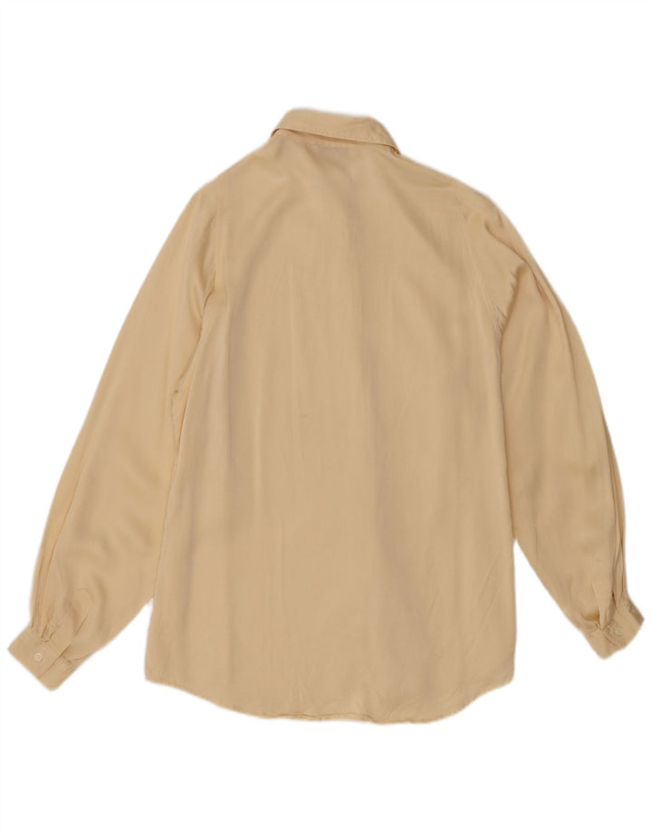 Vintage Damen Übergroßes Hemd UK 8 Small Beige Seide