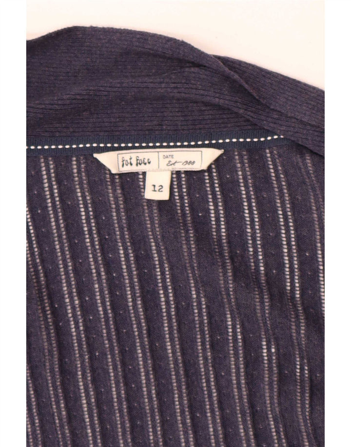 Fat Face Damen Asymmetrischer offener Cardigan-Pullover UK 12 Medium Navy Blue