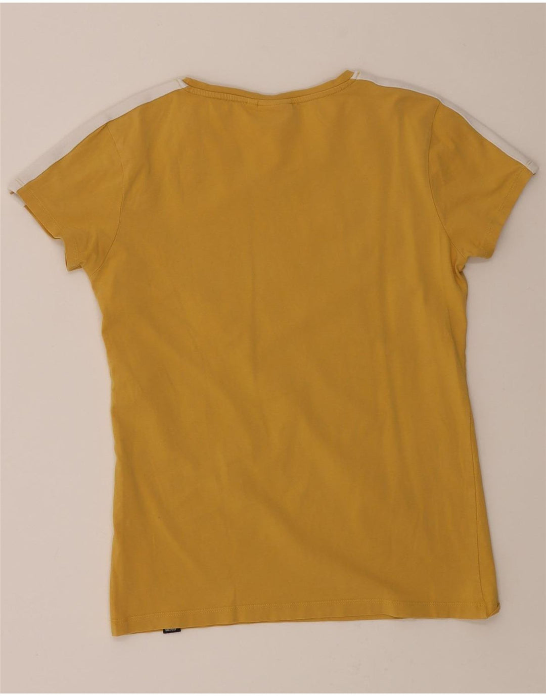 ELLESSE Womens Graphic T-Shirt Top UK 12 Medium Yellow Cotton Vintage Ellesse and Second-Hand Ellesse from Messina Hembry 