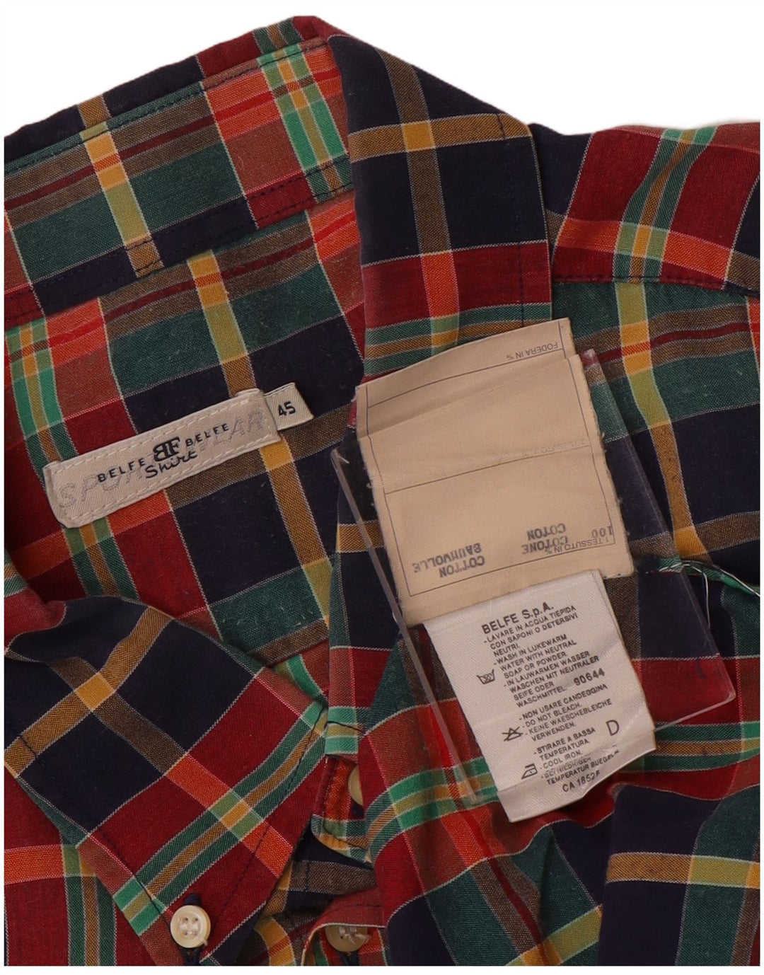 Belfe & Belfe Herren-Kurzarmhemd, Größe 45, XL, mehrfarbig, kariert, Baumwolle