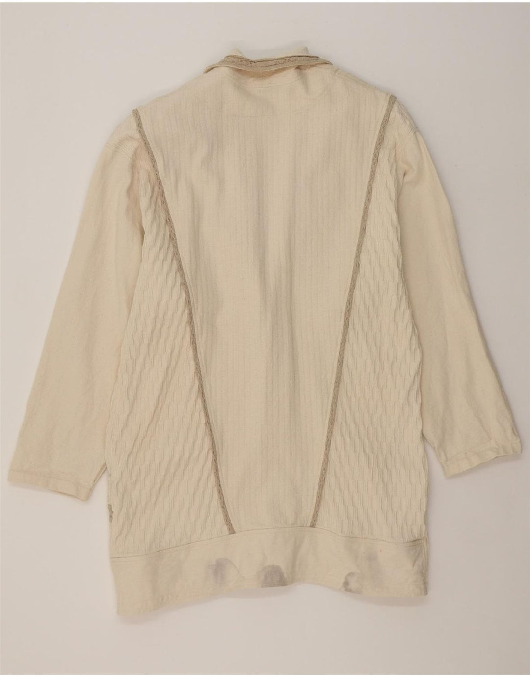 FITZ Womens Big & Tall Oversized Blazer Jacket UK 18 XL Off White Cotton Vintage Fitz and Second-Hand Fitz from Messina Hembry 