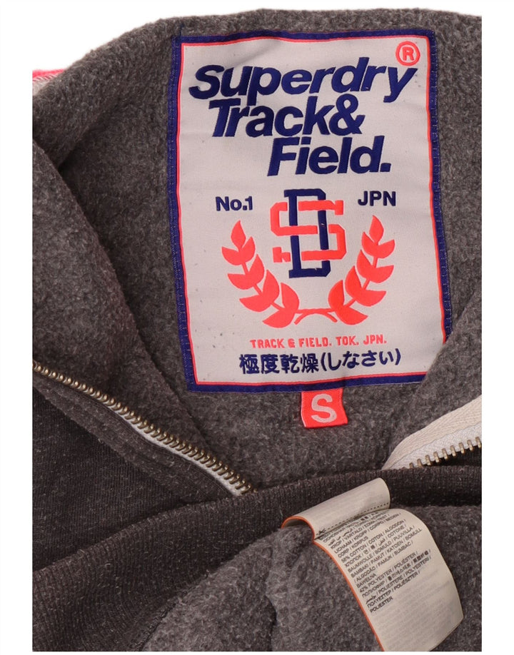 Superdry Damen-Kapuzenpullover mit grafischem Reißverschluss, Gr. 8, Grau, Baumwolle