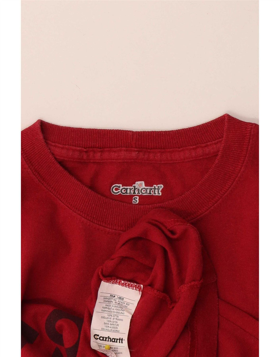 Carhartt Herren-T-Shirt mit Grafik, Größe S, Rot, Baumwolle