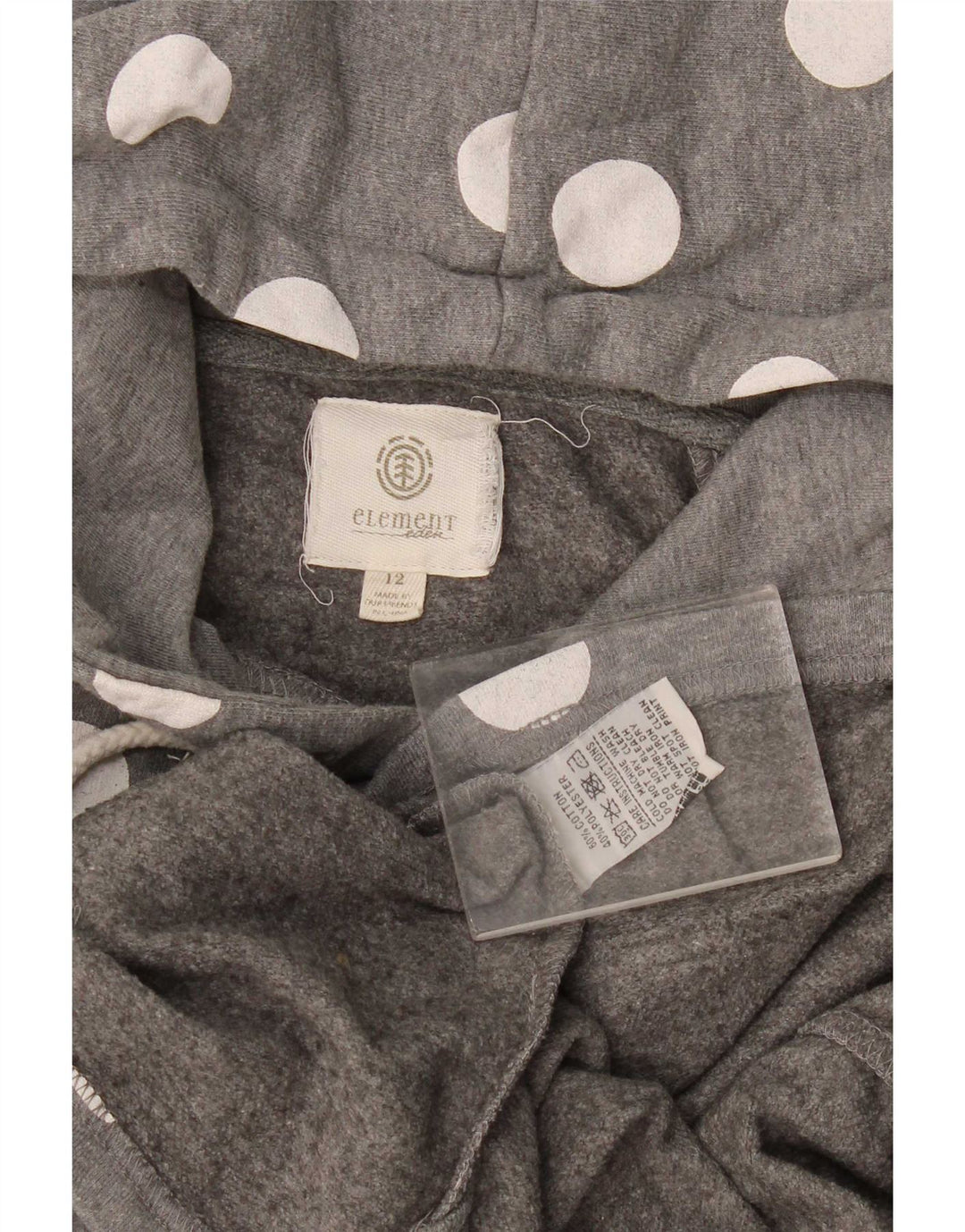 Element Damen Kapuzenpullover US 12 Large Grau gepunktete Baumwolle