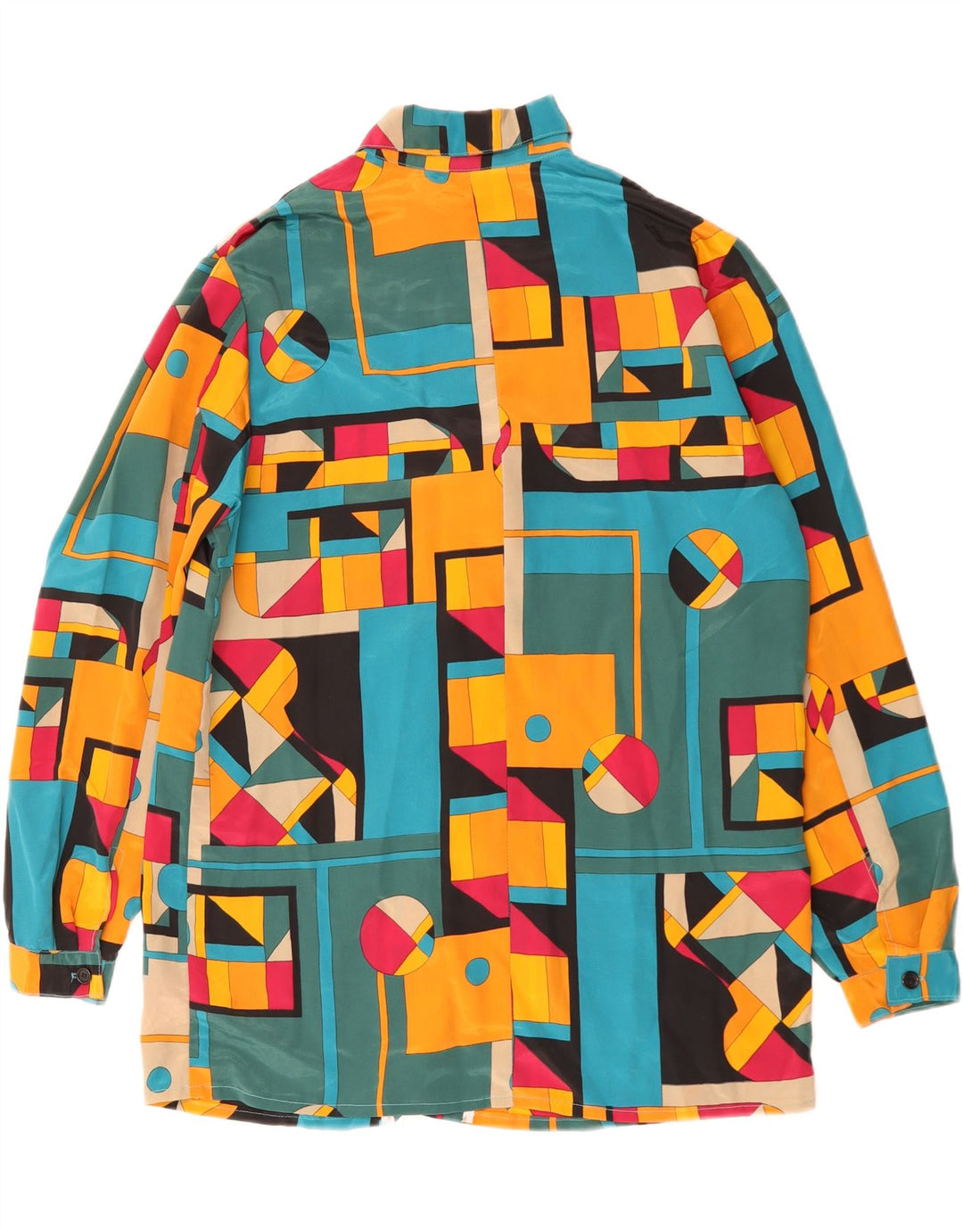 Vintage Damen Hemdbluse UK 14 Groß Mehrfarbig Geometrisch