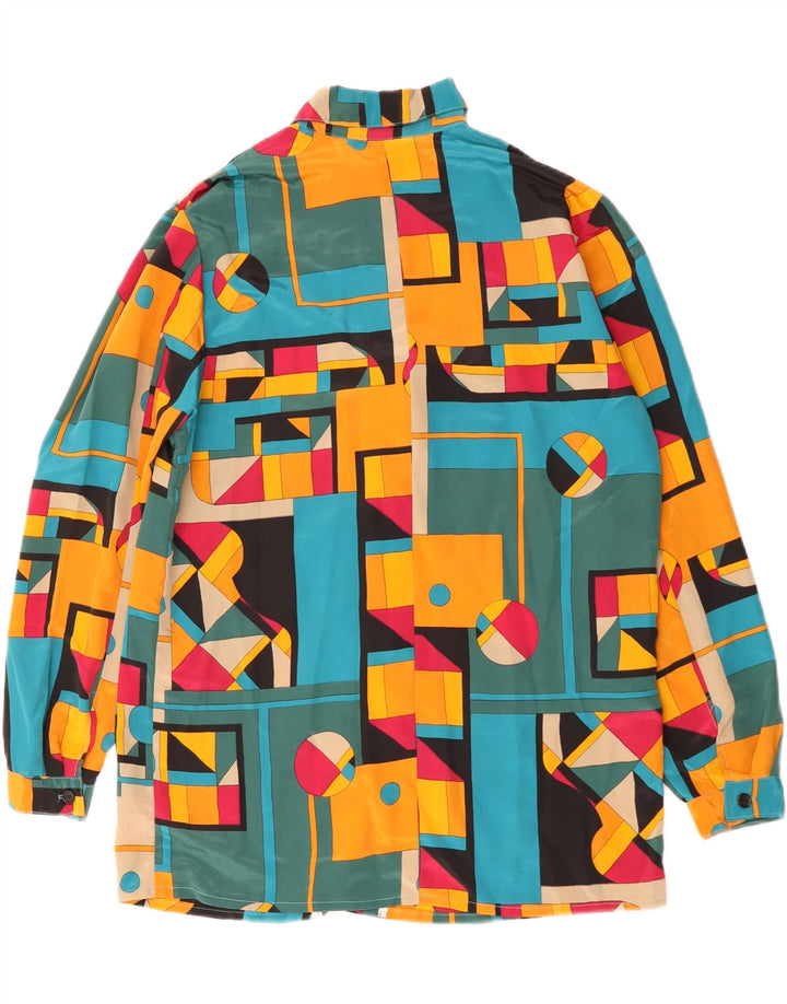 Vintage Damen Hemdbluse UK 14 Groß Mehrfarbig Geometrisch