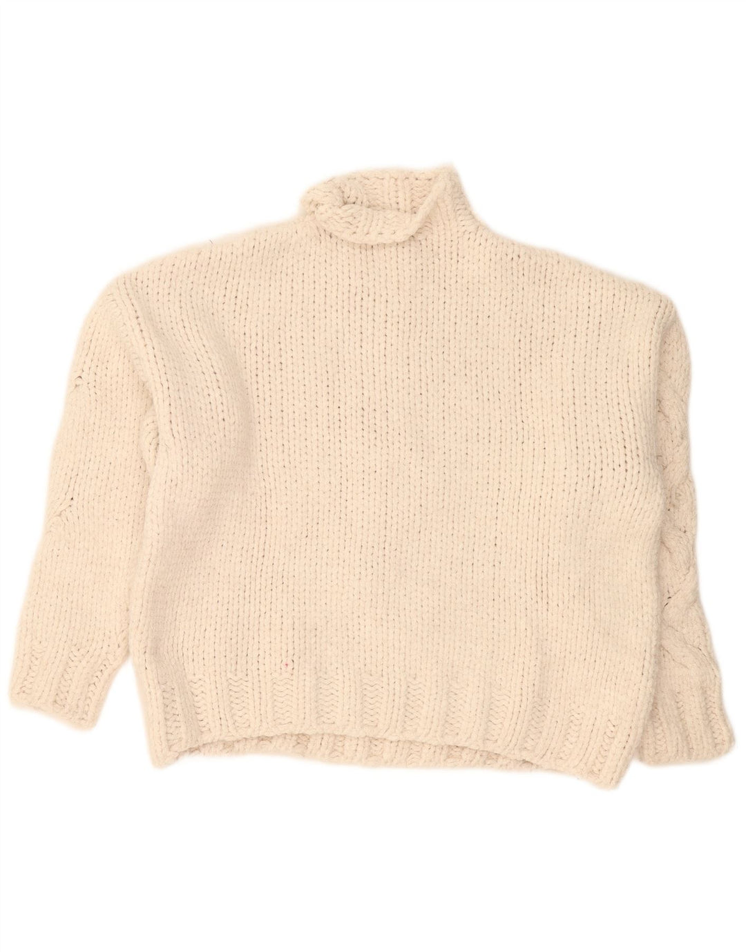 Zara Damen-Pullover mit Rollkragen, übergroß, Größe 40, Weiß, Acryl