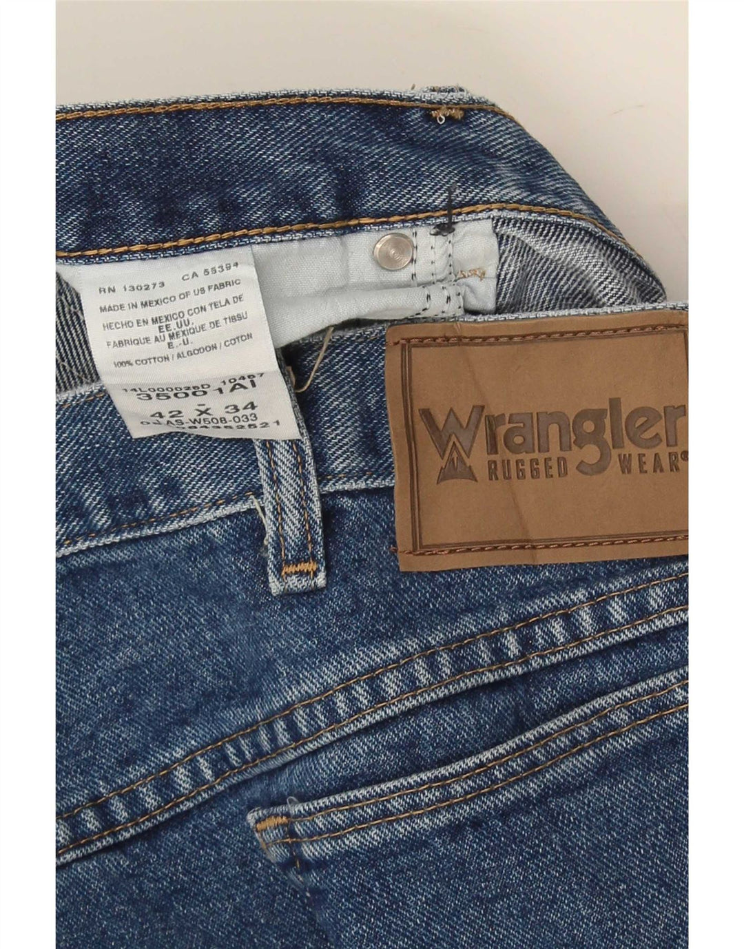 Wrangler Herren Straight Jeans W42 W34 Blaue Baumwolle