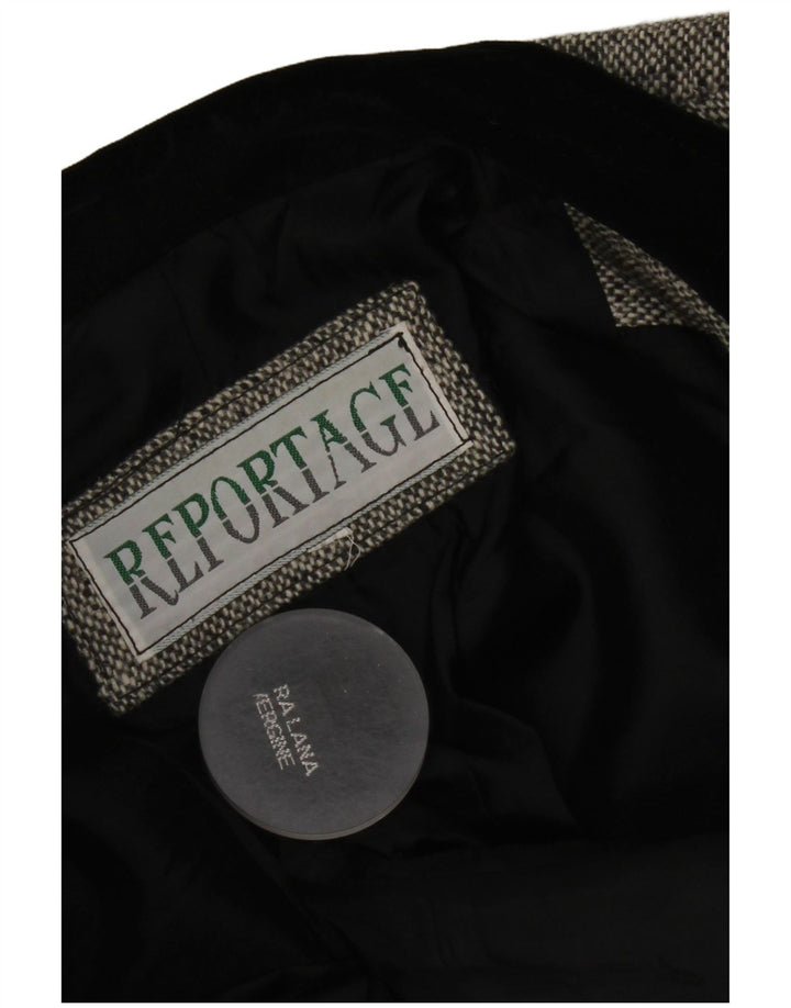 Reportage Damen-Blazerjacke mit 1 Knopf, UK 14, mittelgraue Schurwolle