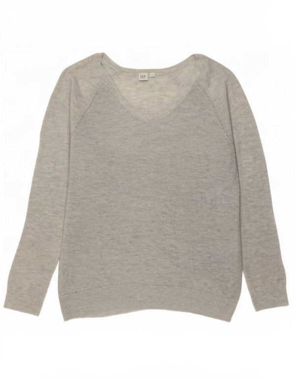 Gap Damen-Pullover mit V-Ausschnitt, Gr. 18, XL, grau gefleckte Baumwolle