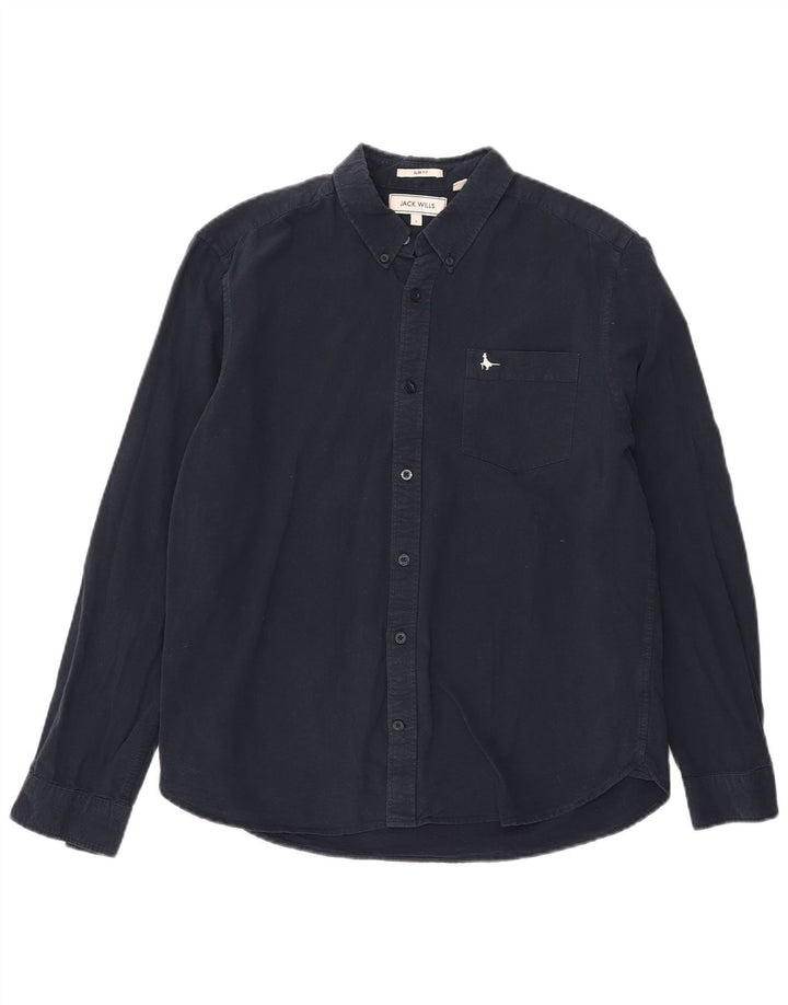JACK WILLS Herren-Slim-Fit-Hemd, Größe L, Marineblau