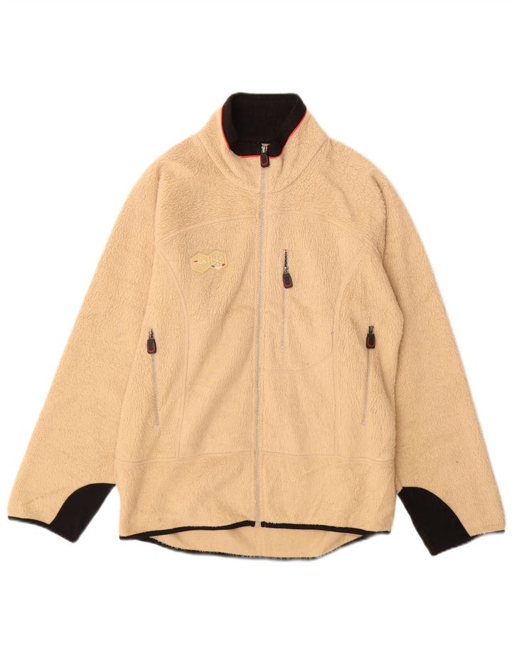 Fila Herren Italia Fleecejacke UK 36 Small Beige Colourblock Polyester