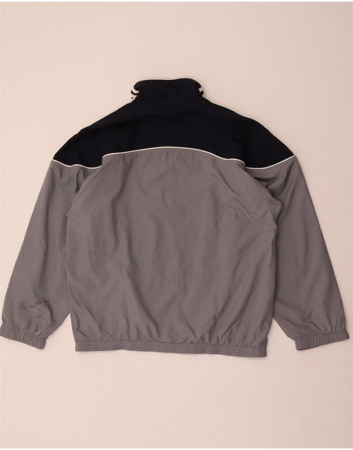 Adidas Herren-Trainingsanzug-Top-Jacke UK 38/40 Mittelgraues Colourblock-Polyester