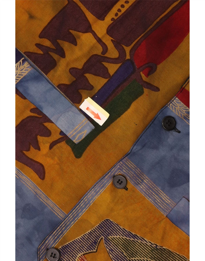 Vintage Herren Weste mit abstraktem Muster, groß, blau