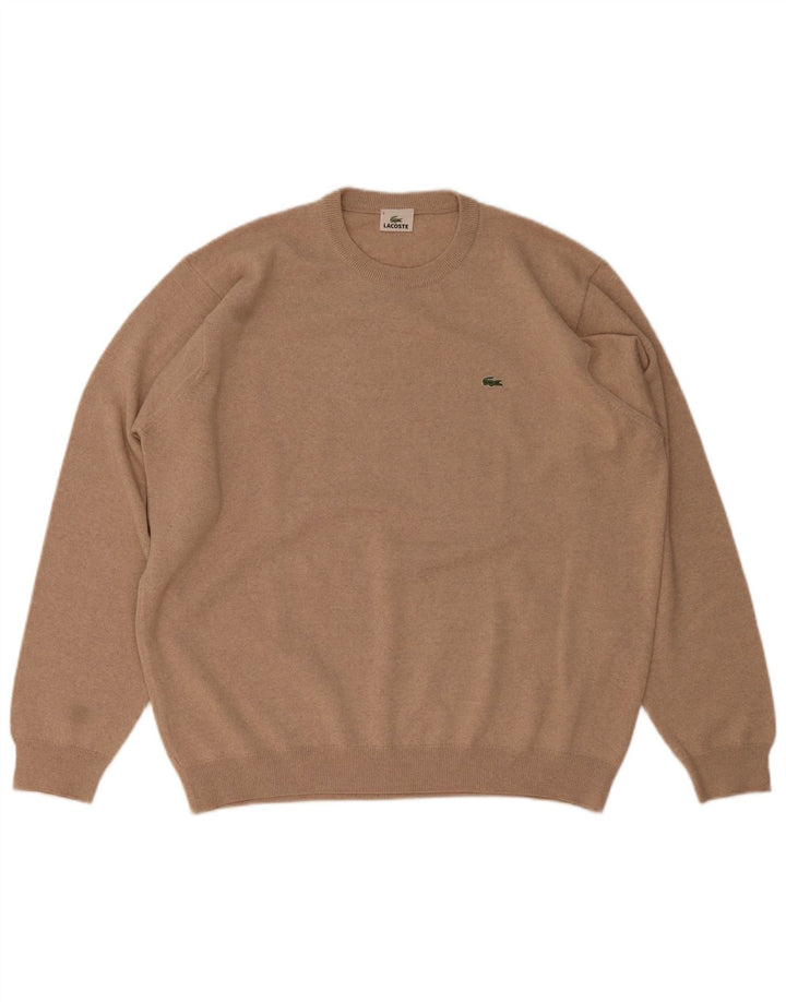 Lacoste Herren-Pullover mit Rundhalsausschnitt, Größe 8 3XL, braune Wolle