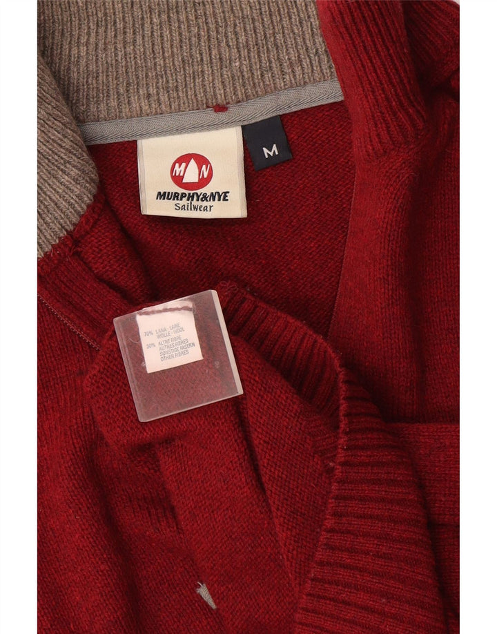 Murphy & Nye Herren-Pullover mit Reißverschluss am Hals, mittlere burgunderrote Wolle