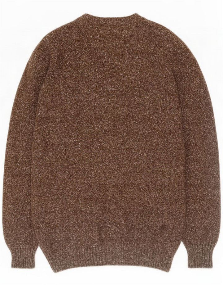 James Dillon Herren-Cardigan-Pullover Mittelbraun meliert
