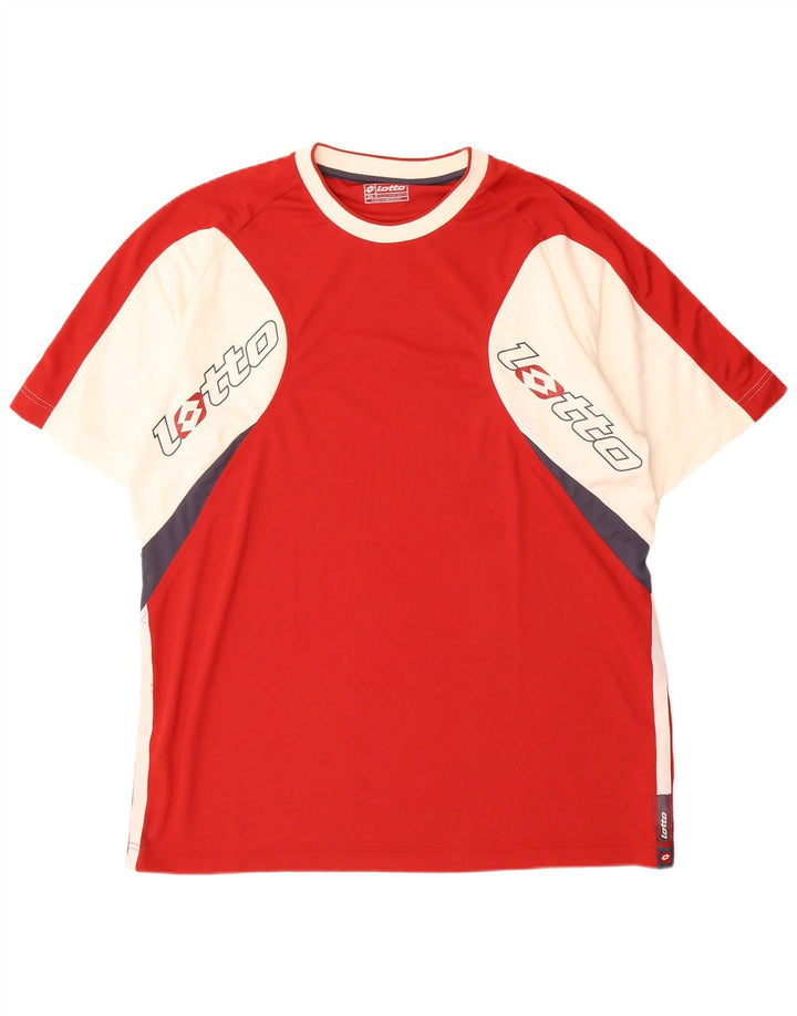 Lotto Herren-T-Shirt mit Grafik, 2XL, rotes Farbblock-Polyester
