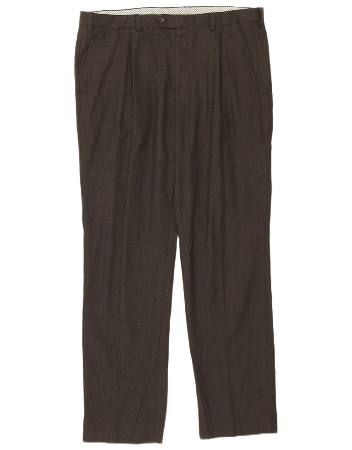 Gerade Herren-Anzughose von Marks & Spencer, W38, L33, braune Wolle