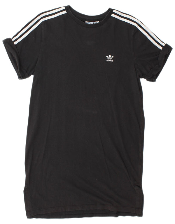 Adidas Damen T-Shirt Kleid UK 14 Medium Schwarz