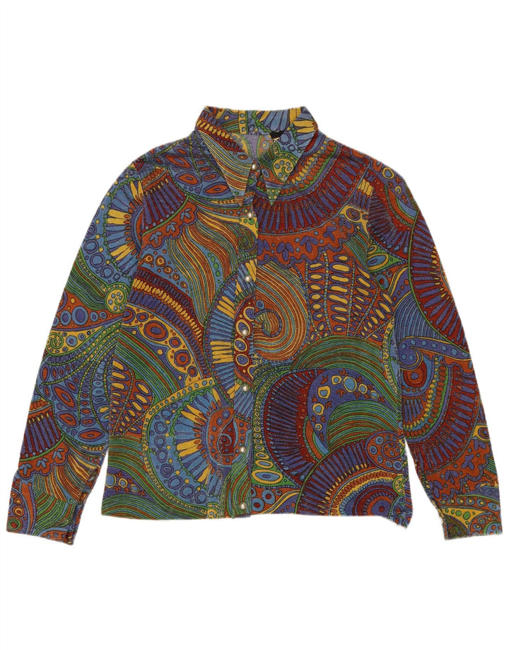 VINTAGE Damen Hemdbluse IT 50 XL Mehrfarbig Geometrisch