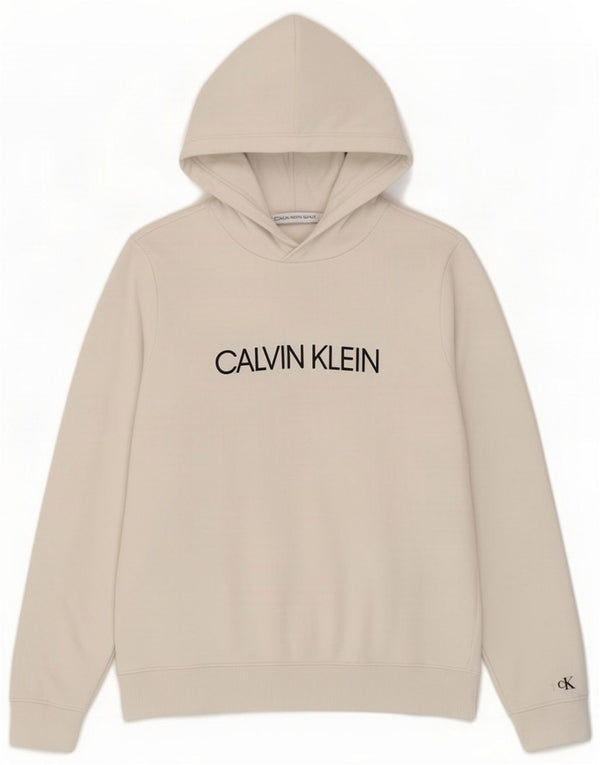Calvin Klein Jeans Jungen-Pullover mit grafischem Kapuzenpullover, 11–12 Jahre, weiße Baumwolle