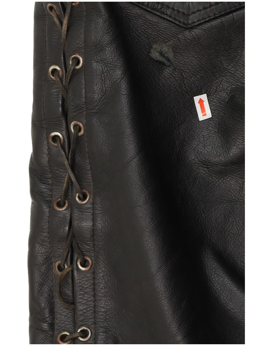 VINTAGE Gerade Herren-Lederhose W30 L30 Schwarz