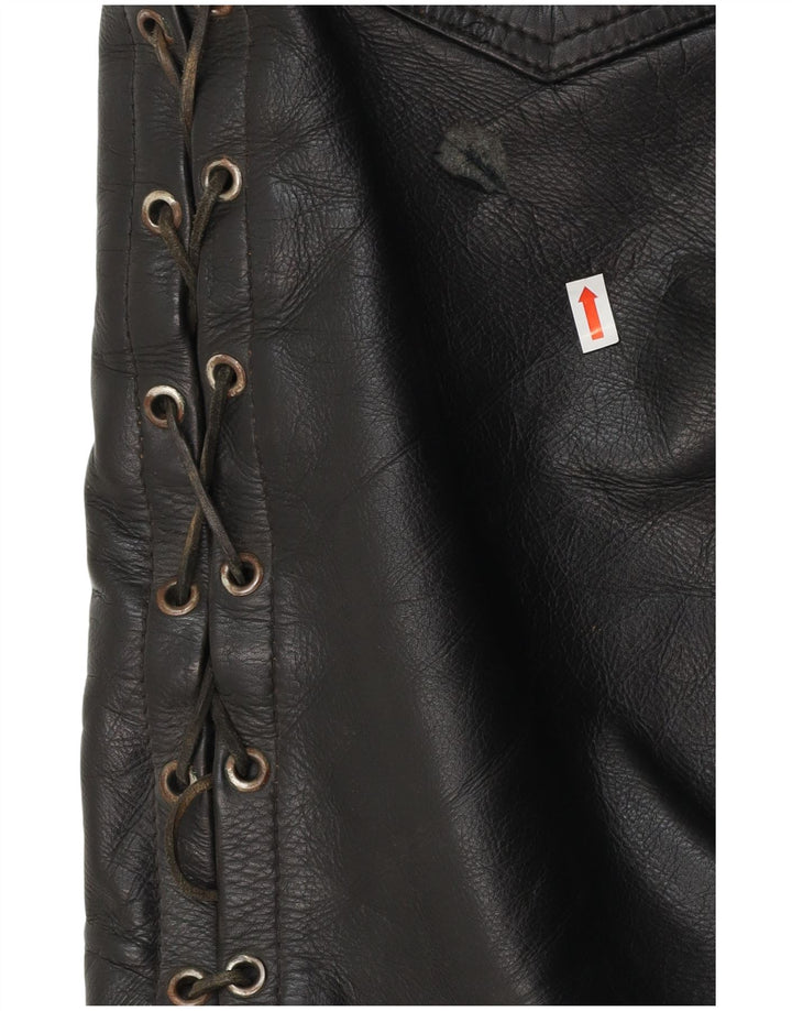 VINTAGE Gerade Herren-Lederhose W30 L30 Schwarz