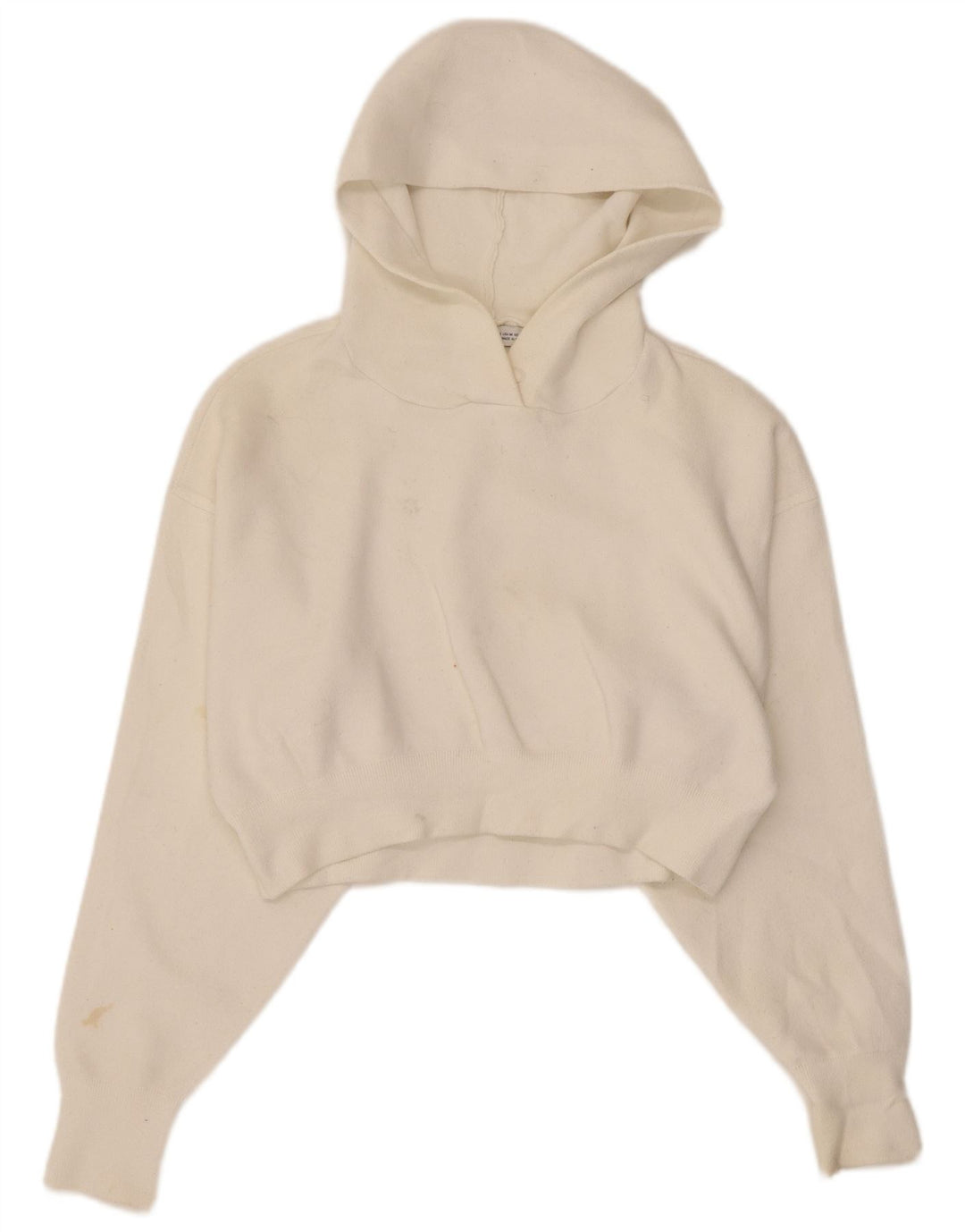 Zara Damen Crop Hoodie Pullover UK 12 Mittelweiße Viskose