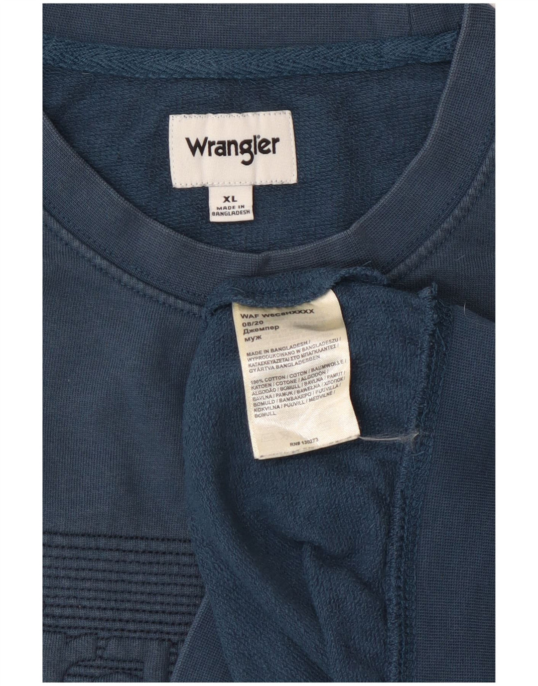 WRANGLER Herren Grafik-Sweatshirt-Pullover XL, blaue Baumwolle