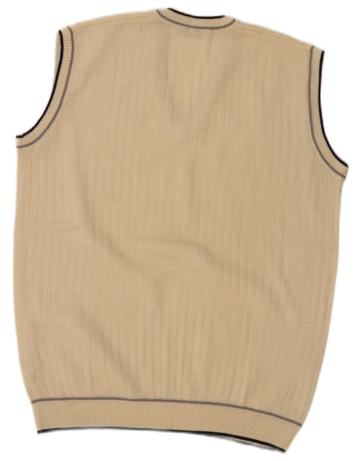 Vintage Herren Weste Tank Top IT 52 Groß Beige Polyacryl