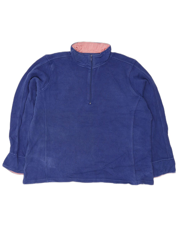 Orvis Womens Zip Neck Top Langarm UK 18 XL Blau Baumwolle