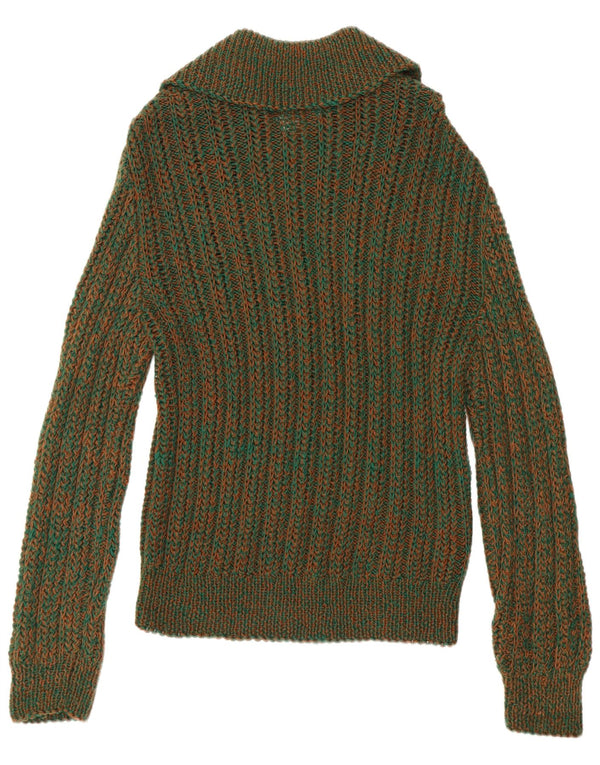 Vintage Herren Rollkragenpullover Mittelgrün gefleckt