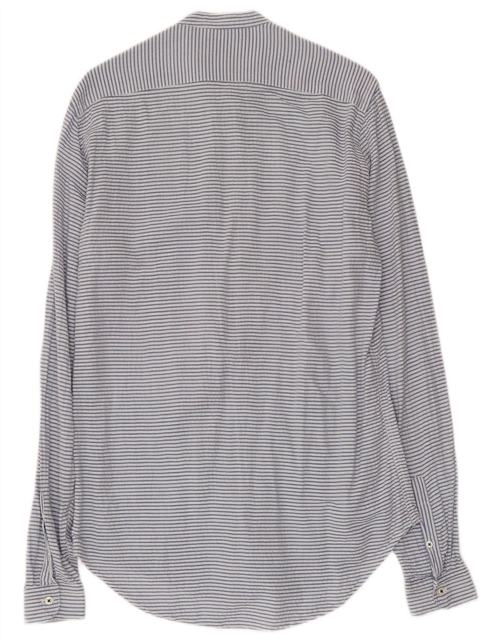 Zara Herren Slim Fit Hemd Mittelblau Nadelstreifen