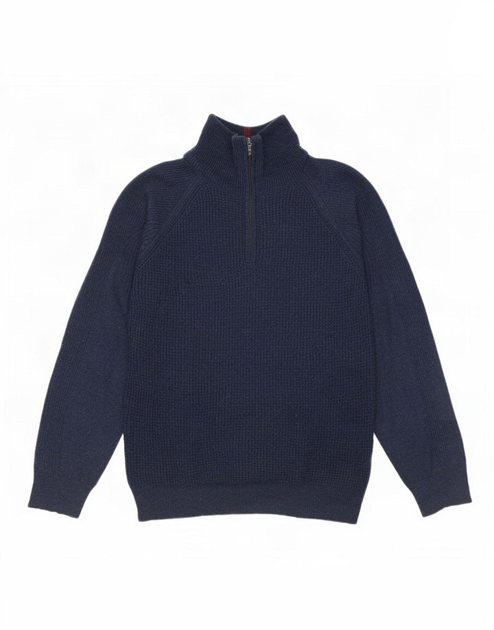 White Stuff Herren-Pullover mit Reißverschluss am Hals, XL, marineblaue Lammwolle