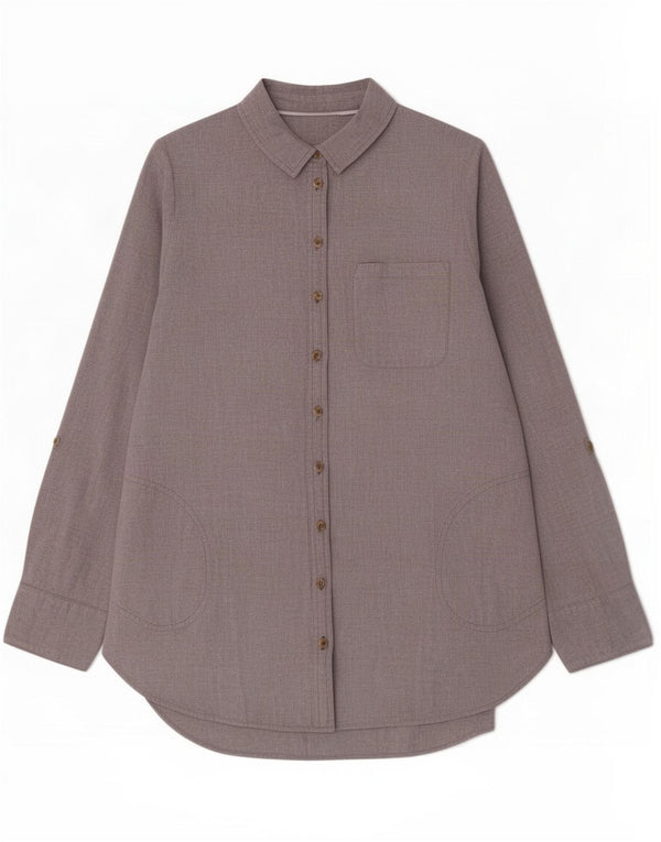 Fat Face Damen-Hemd UK 12 aus mittelgrauer Baumwolle
