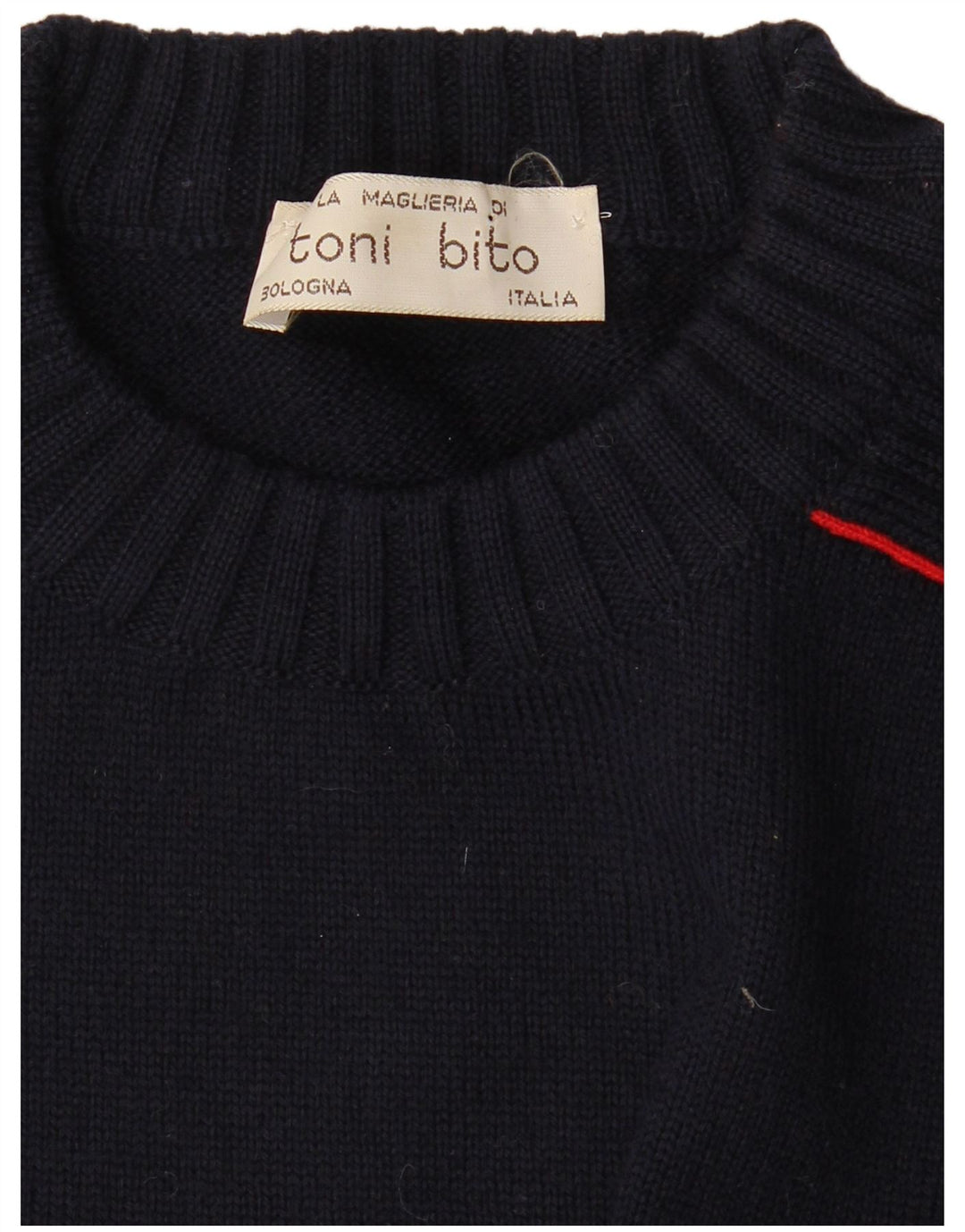 Vintage Herren-Pullover mit Rundhalsausschnitt, mittelgroß, marineblau gestreift