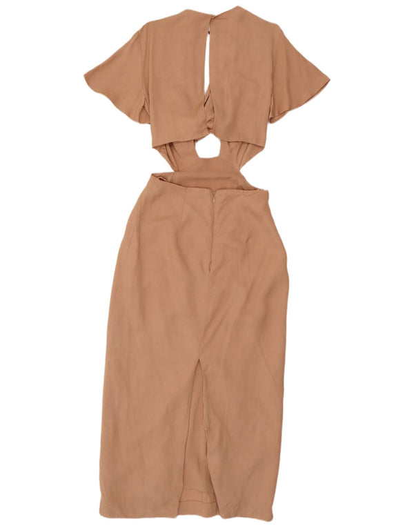 Reiss Womens Cutout Maxi Dress UK 8 Small Beige Viscose
