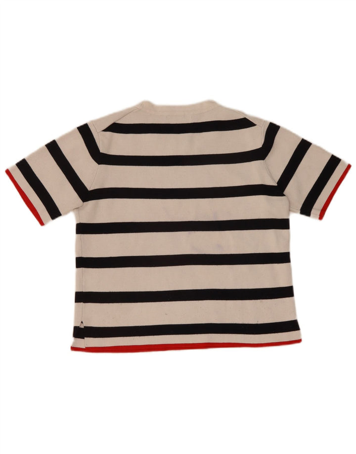 Zara Damen Crop Crew Neck Pullover Pullover UK 12 Mittelweiß gestreift