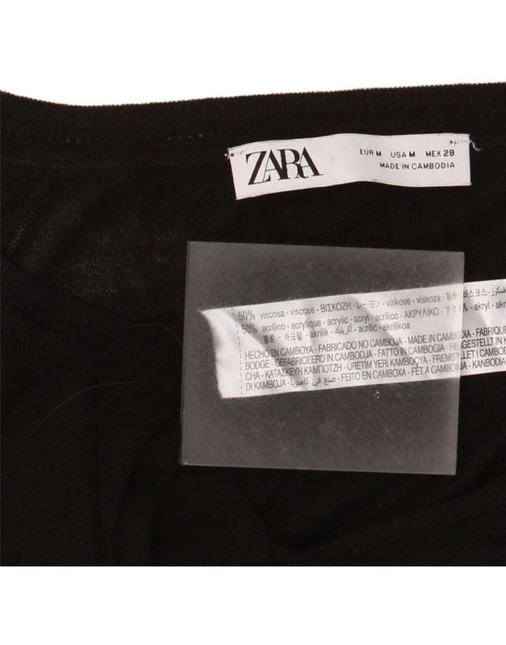 Zara Damen-Pullover mit U-Boot-Ausschnitt, Gr. 14, mittlere schwarze Viskose