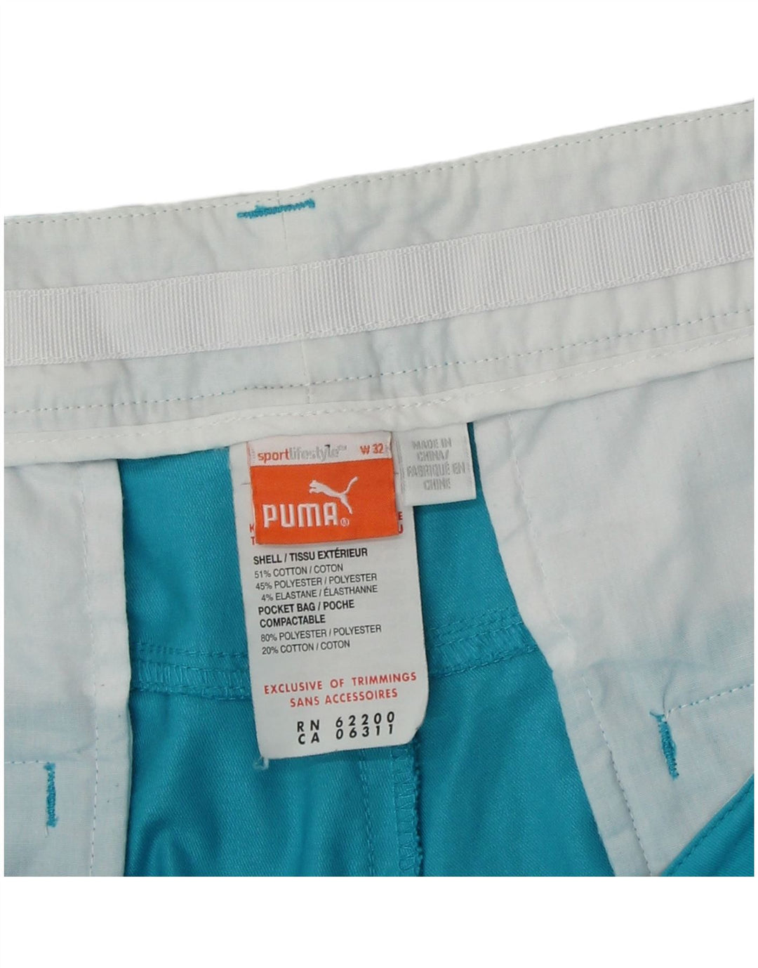 Puma Herren Chino Shorts W32 Mittelblaues Polyester