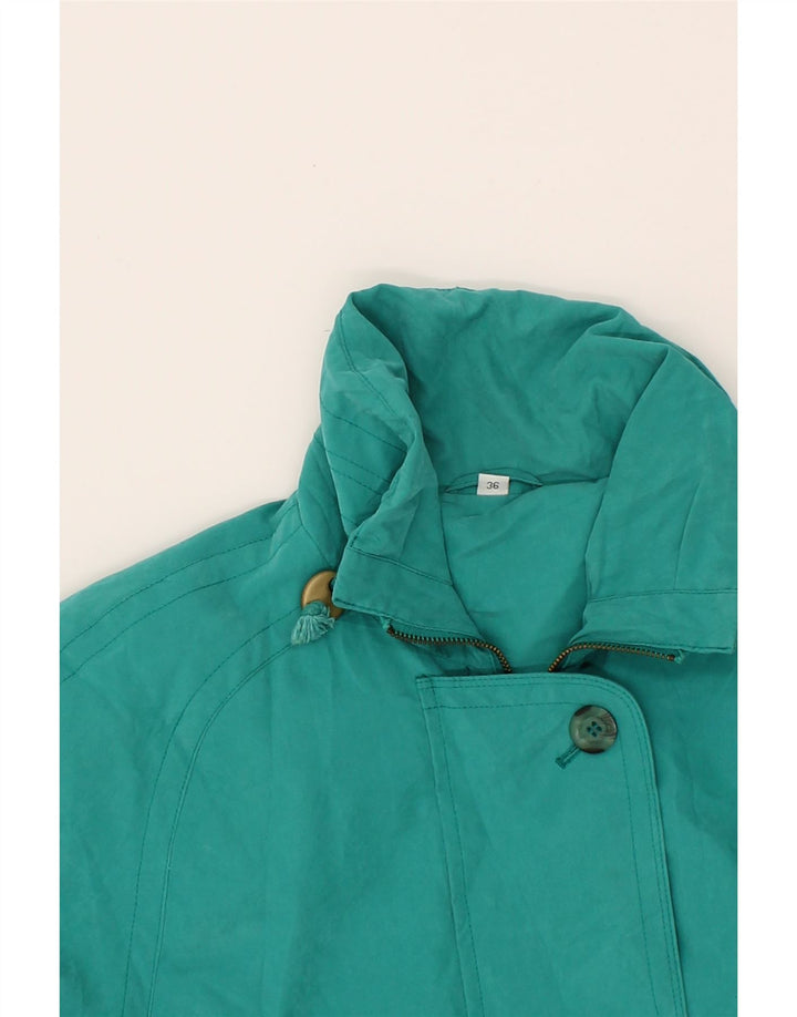VINTAGE Womens Overcoat EU 36 Small Turquoise Cotton Vintage Vintage and Second-Hand Vintage from Messina Hembry 